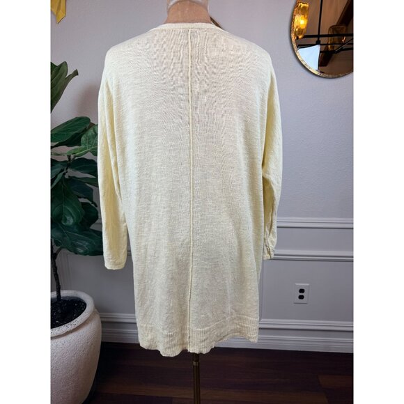 Eileen Fisher Organic Linen/Cotton Slub Knit Sweater – Soft Yellow – Size Large - Picture 9 of 15